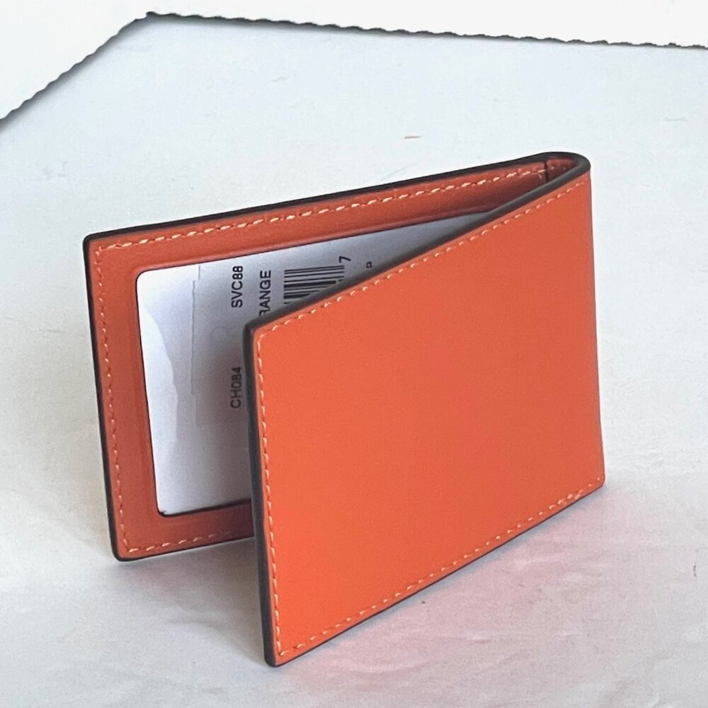 Coach CH084 3 In 1 Wallet Coach Stamp Mens Refined Calf Leather Bright Orange - Picture 4 of 9